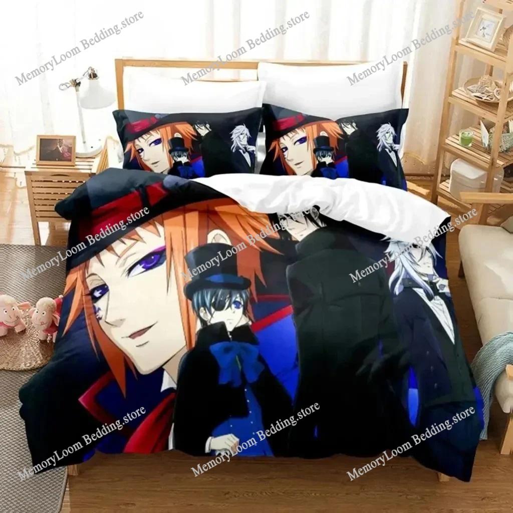 Black Butler Sebastian Cute Bedding Set Cartoon Anime Adult Kid Bedroom Soft Duvet Cover 3D Print Vibrant Kawaii Anime Cozy Set