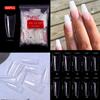 500pcs/bag Coffin False Nail Tips Clear Ballerina Stiletto Rounded Square Acrylic Fake Nails Extension System UV Gel Manicure