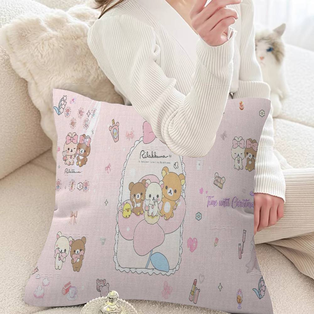 Popular Cute R-rilakkumas Bear Cushion Cover Car Throw Pillow Case For Sofa Car Christmas Gift 40x40cm 45x45cm