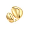 Double Oval Irregular Curved Ring Smooth Brushed Finish Minimalist Fashion Jewelry Band For Women