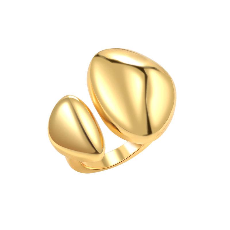 Double Oval Irregular Curved Ring Smooth Brushed Finish Minimalist Fashion Jewelry Band For Women