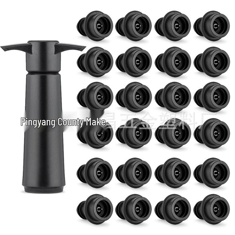 Pompka próżniowa do wina ze stali nierdzewnej i czarnej z korkiem silikonowym