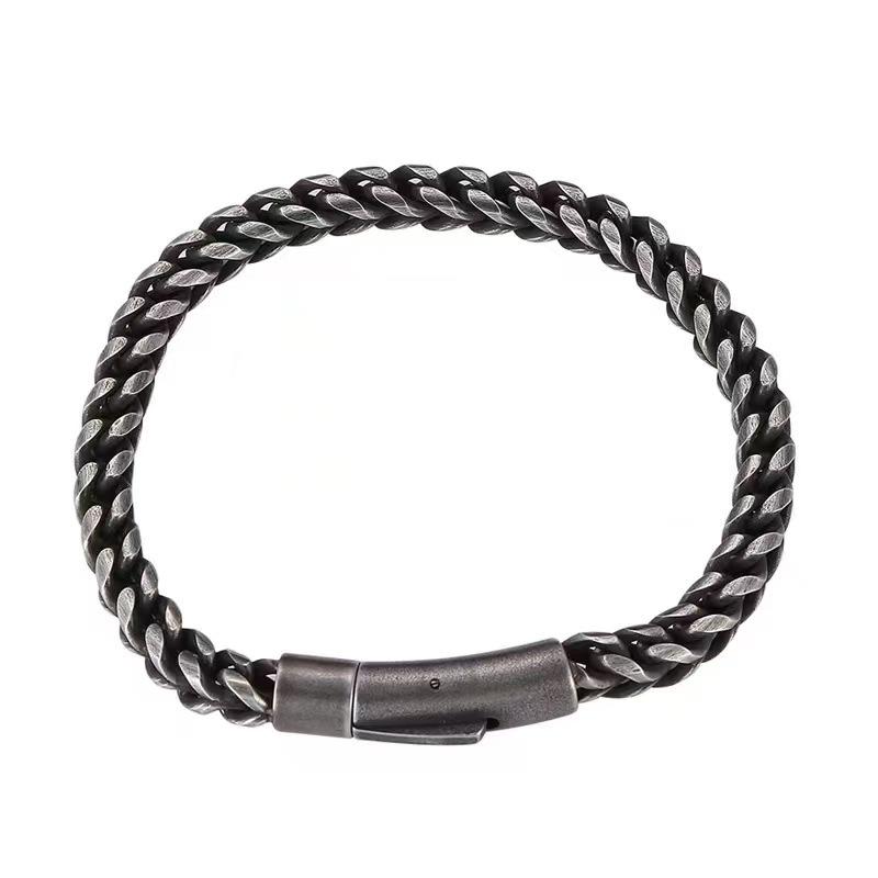 Retro Stainless Steel Dragon Bone Chain Necklace & Bracelet Set for Men