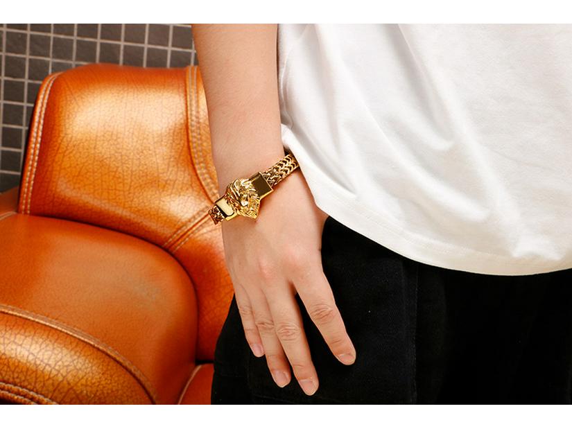 New Men's Retro Lion Head Stainless Steel Bracelet