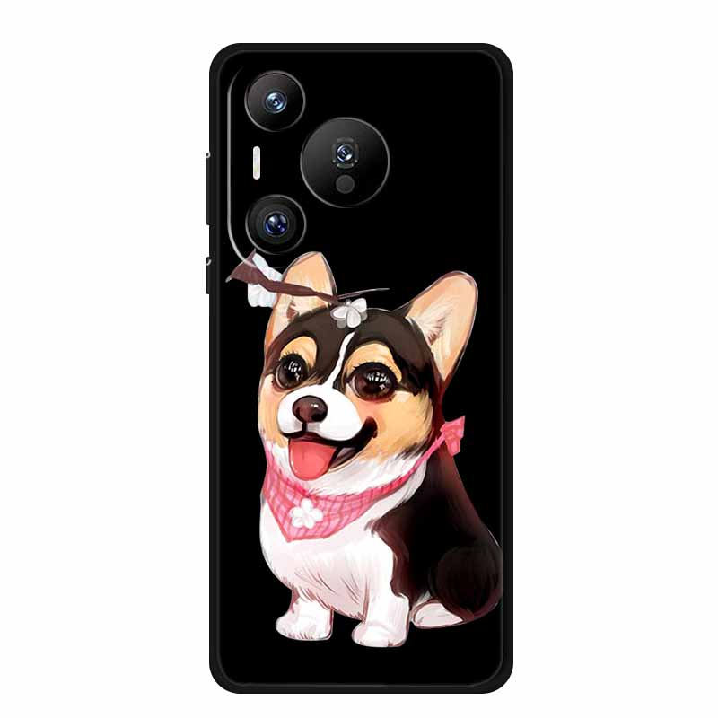 Black Silicone Case For Huawei Pura 70 Pro Case Cartoon Cat Soft Back Cover For Honor 400 Pro 5G Phone Case 400Pro Coque Funda