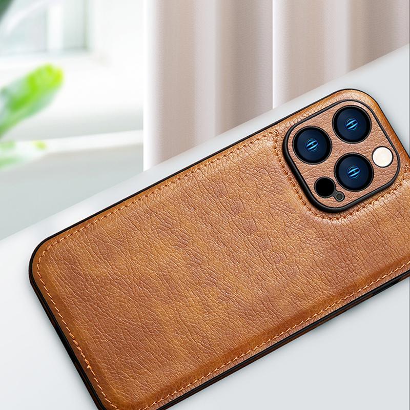Luxury Solid Color Leather Bumper Soft Phone Case For iPhone 16 Pro Max 14 11 12 13 15 Pro Max Camera Lens Protection Back Cover