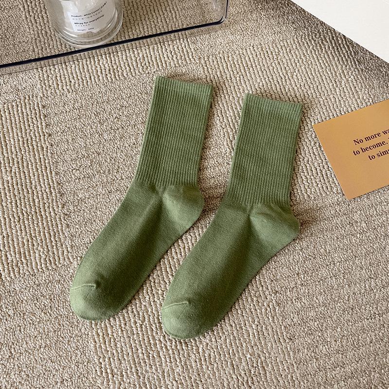 Women's Trendy Candy Color Thin Mid-Calf Socks - Colorful Japanese Style Summer Pile Socks