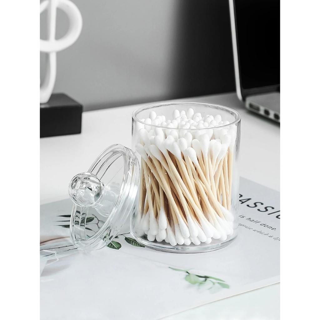 Circular Cotton Swab Box Transparent Plastic Dust Cover Simple Toothpick Beautiful Ball Dental Floss Stick Jewelry Storage