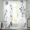 Flowers Blue Green Pattern Modern Printed Tulle Curtains for Bedroom Balcony Window Decor Creative Fashion Home Sheer Curtain