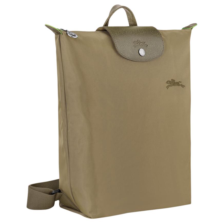 Longchamp Le Pliage Texturiertes Logo Verstellbarer Breiter Schultergurt Rucksack Damenrucksack Artischocken-Grün 10284919M04