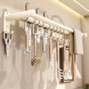 Stainless Steel Wall-Mounted Kitchen Hook & Pot Lid Rack with Knife Holder.
