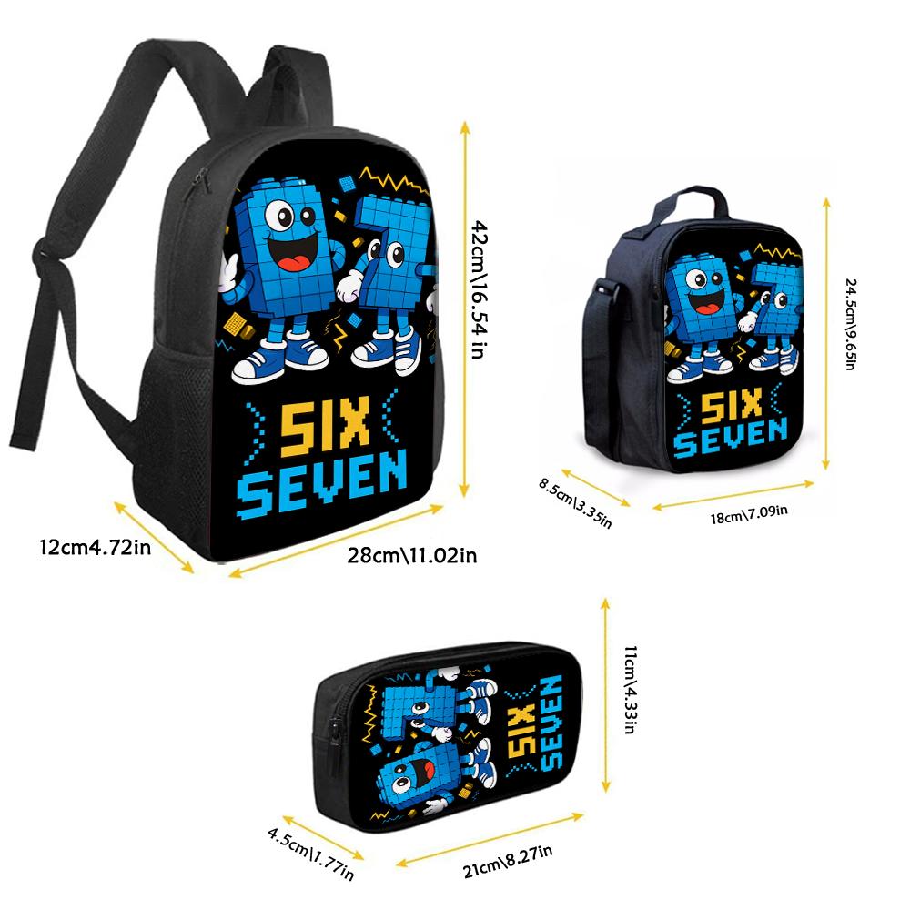 Set Zaino 3 Pezzi Cartone Animato Motivo Numeri 67 Leggero Grande Capacità Borsa Scuola Borsa da Viaggio con Borsa a Spalla Astucci Regalo