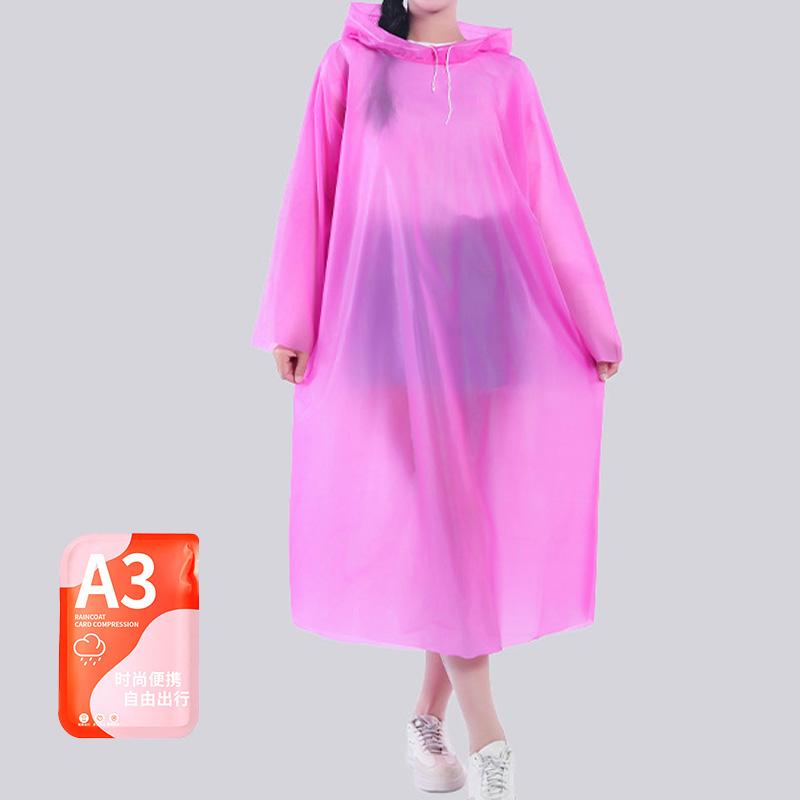 

1 шт. Одноразовый дождевик портативный с капюшоном для взрослых утолщенный прозрачный дорожный инвентарь водонепроницаемая уличная дождевая одежда розовый