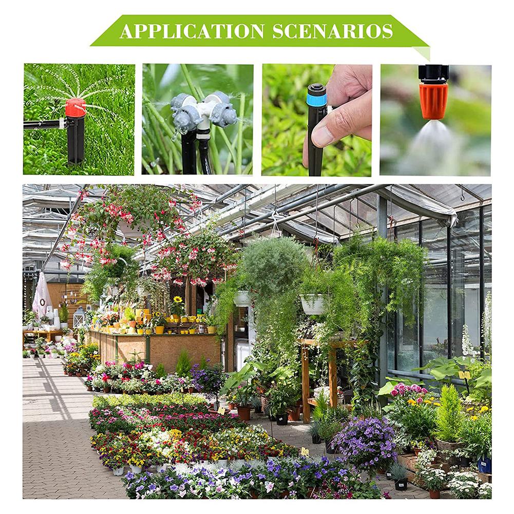 200FT Automatic Irrigation System with 1/2 Inch Hose 1/4 Inch Distribution Tubing Automatic Garden Watering Misting System