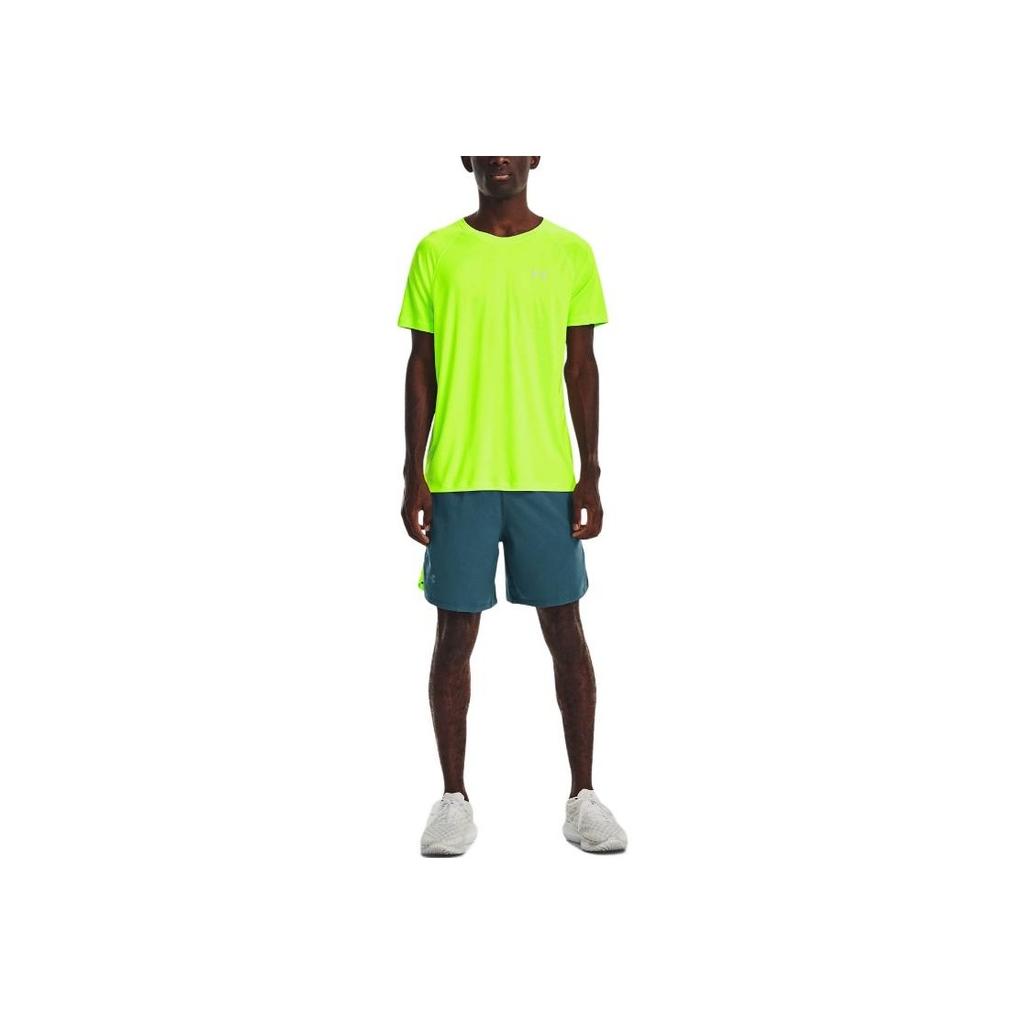 Under Armour Solid Color Checkered Print Straight-Leg Casual Shorts With Elastic Waist Men Bottoms Static-Blue 1376583-414