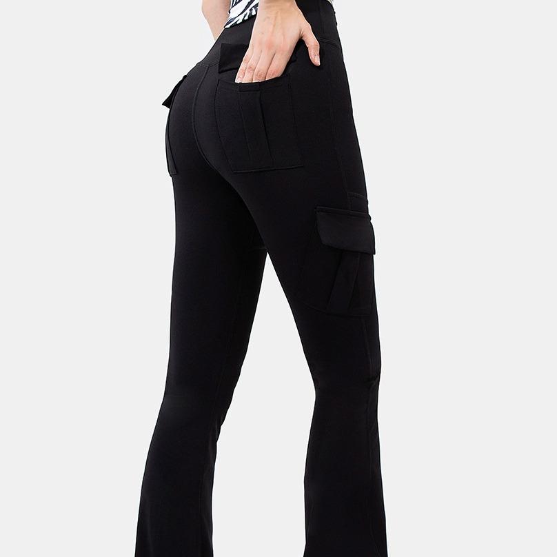 Women High Waist Flare Yoga Pants Butt Lifting Cargo Flare Leggings Soft Workout Trousers