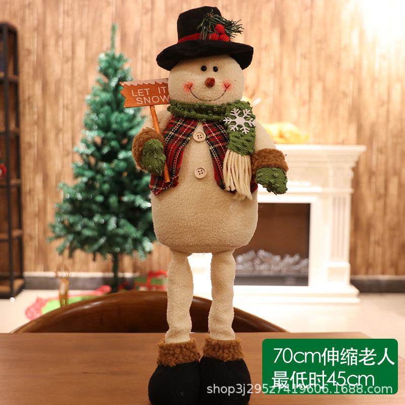 Christmas Telescopic Doll Old Man Snowman Deer Fabric Toy Christmas Gift Window Decoration Ornament
