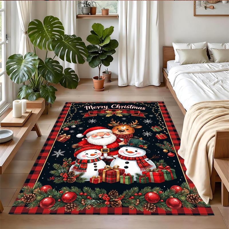 Christmas Printed Square Area Rug Soft Non Slip Floor Carpet For Bedroom Holiday Gift