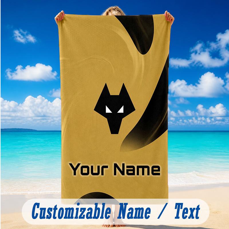 Strandtuch mit individuellem Namen und Text, Schnelltrocknendes großes Handtuch für Strand und ZuhauseWolverhampton Wanderers Fußball