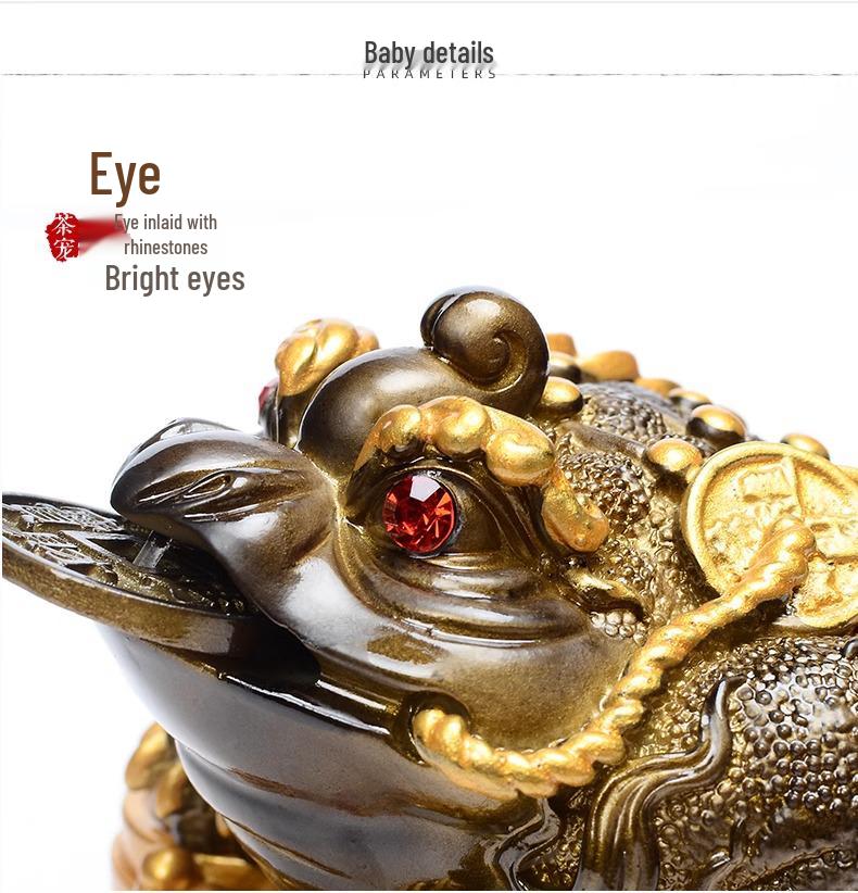 Golden Pixiu Color-Changing Toad Tea Pet Ornament for Gongfu Tea Set - Exquisite Collectible