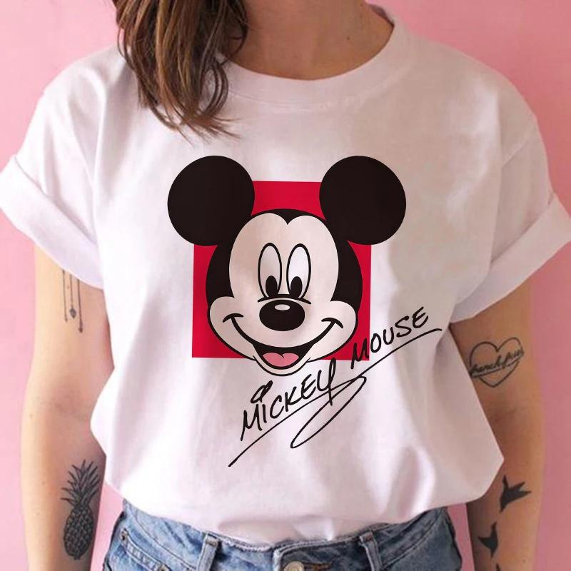 Disney Funny Mickey Tshirt Minnie Mouse Cartoon T-shirt Printing Women Tshirt Female Clothes Kawaii Summer Girls Clothing