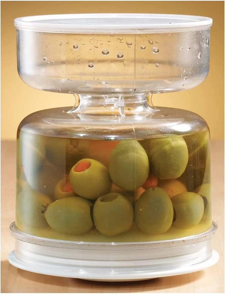 Hourglass Pickle Jar: Leak-Proof Cucumber, Radish, Olive, and Kimchi Container with Wet-Dry Separation