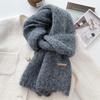 High end Solid Color Wool Blended Knitted Scarf for Women Autumn and Winter Japanese Versatile Soft and Waxy Warm Woolen Scarf for Men