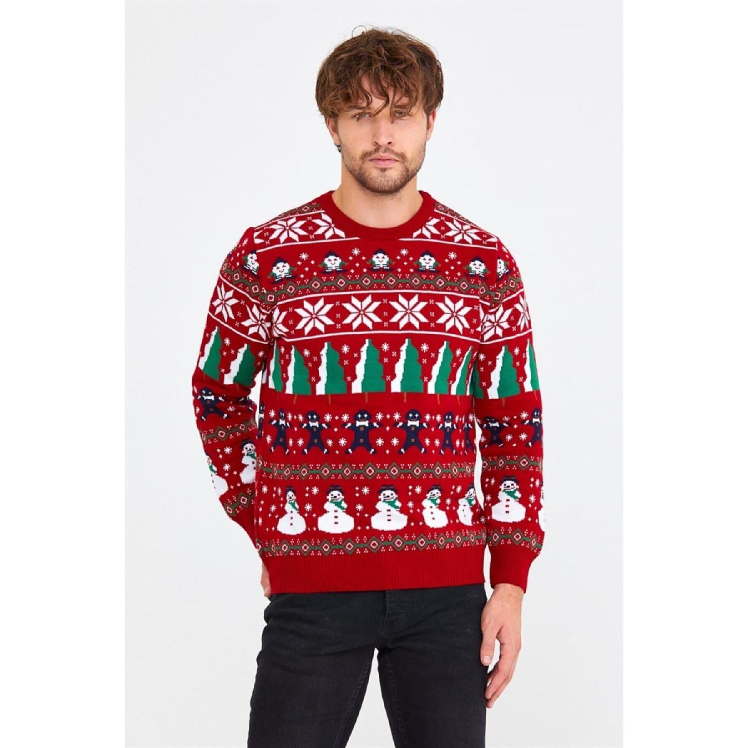 

Красный мужской рождественско-новогодний свитер-noelkzkr32s S красный