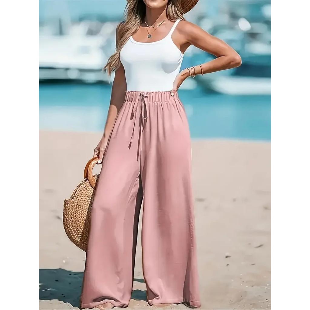 Fire sesonger avslappet og komfortabelt vide ben løse avslappede og moteriktige bukser