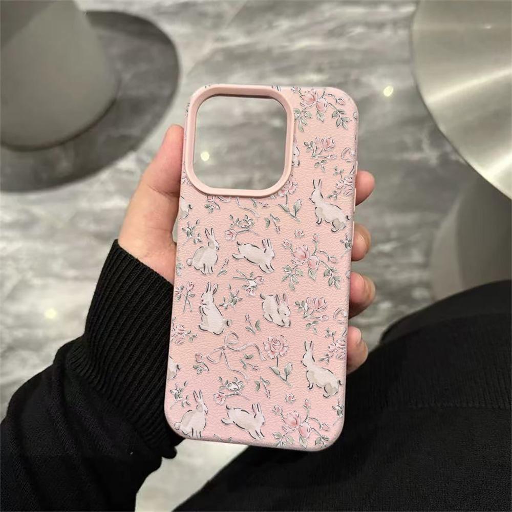 Rabbit Flower Soft Case For iPhone 16 Pro Case iPhone 15 13 16e 11 12 14 17 Pro Max 14 Plus 17E Shockproof Anti-drop Cover