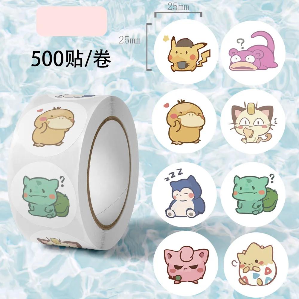 500Pcsroll Cartoon Es Stickers Kawaii Anime Eevee Diy Pvc Laptop Decals Decoration Stiker Children Reward Toy Girl Gift