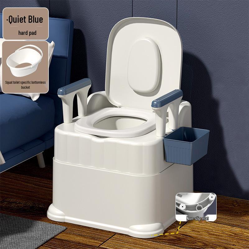 Portable Toilet Chair with Armrests for Elderly, Indoor Use, Bedside Commode for Pregnant Women.