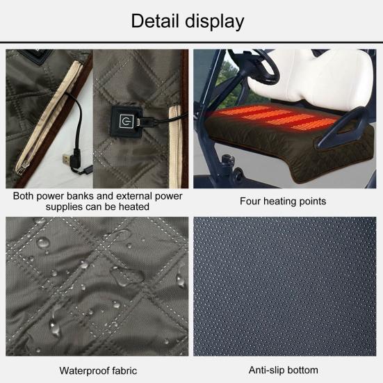 Heated Golf Cart Seat Cover Adjustable Waterproof Non-Slip Universal Winter USB Electric Golf Cart Seat Warmer Mat Towel Blanket