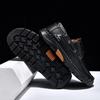 2026 Plus Size Men's Leather Casual Loafers - Hand-Stitched Low-Top Shoes for Spring