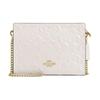 Slim 20 Classic Logo Top Zip Closure Split Cow Leather Crossbody Shoulder Bag Small Women's White