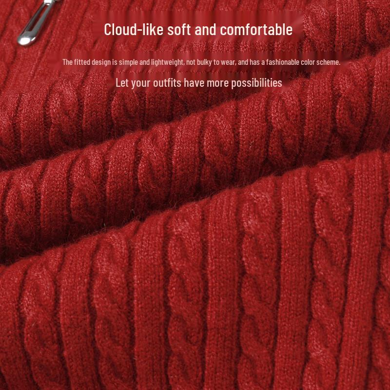 SNOWFLYING Women's Turn-down Collar Zipper Knit Cardigan