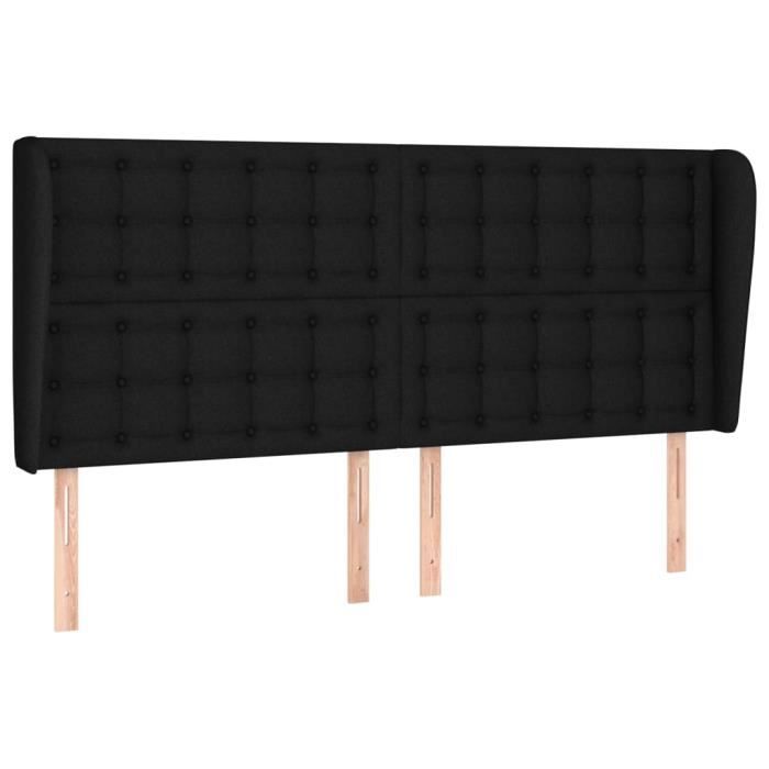 VidaXL Tête de lit avec oreilles Noir 203x23x118-128 cm Tissu3118414