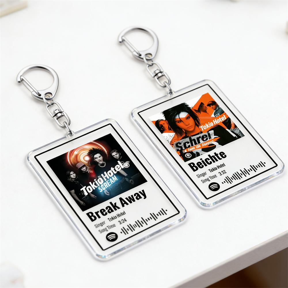 Chic Studio Unisex Tokio Hotel Band Music Keychains For Women Accessories Bag Automatic Schrei Tom Bill Kaulitz Songs Keyings Jewelry Fans Gifts