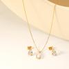 Square White Zircon Earrings And Necklace Set Classic Versatile Women's Jewelry Fade Resistant