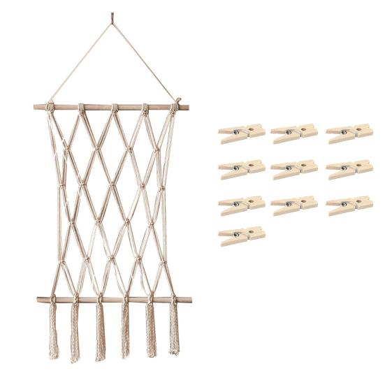 1 Set Hanging Pictures Style Organizer Tassels Hand-woven Solid Color Nordic Bohemian Wall Tapestry