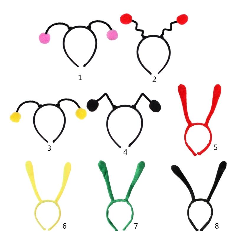 Cute Cartoon Bee Pompom Antenna Hair Hoop Woman Hot Girls Makeup Headband for Children Day Cosplay Hair Accessories