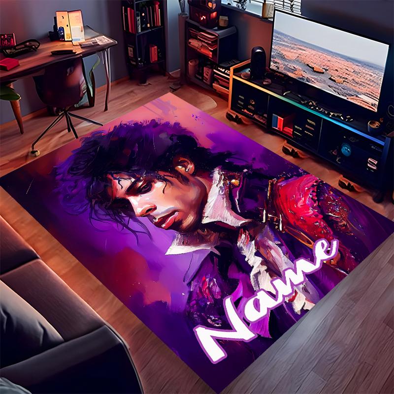 Custom personalization Prince Purple Rain Print Area Rug - Soft, Washable Non-Slip Indoor Mat,Living Room,Home&Office Decorative Rug
