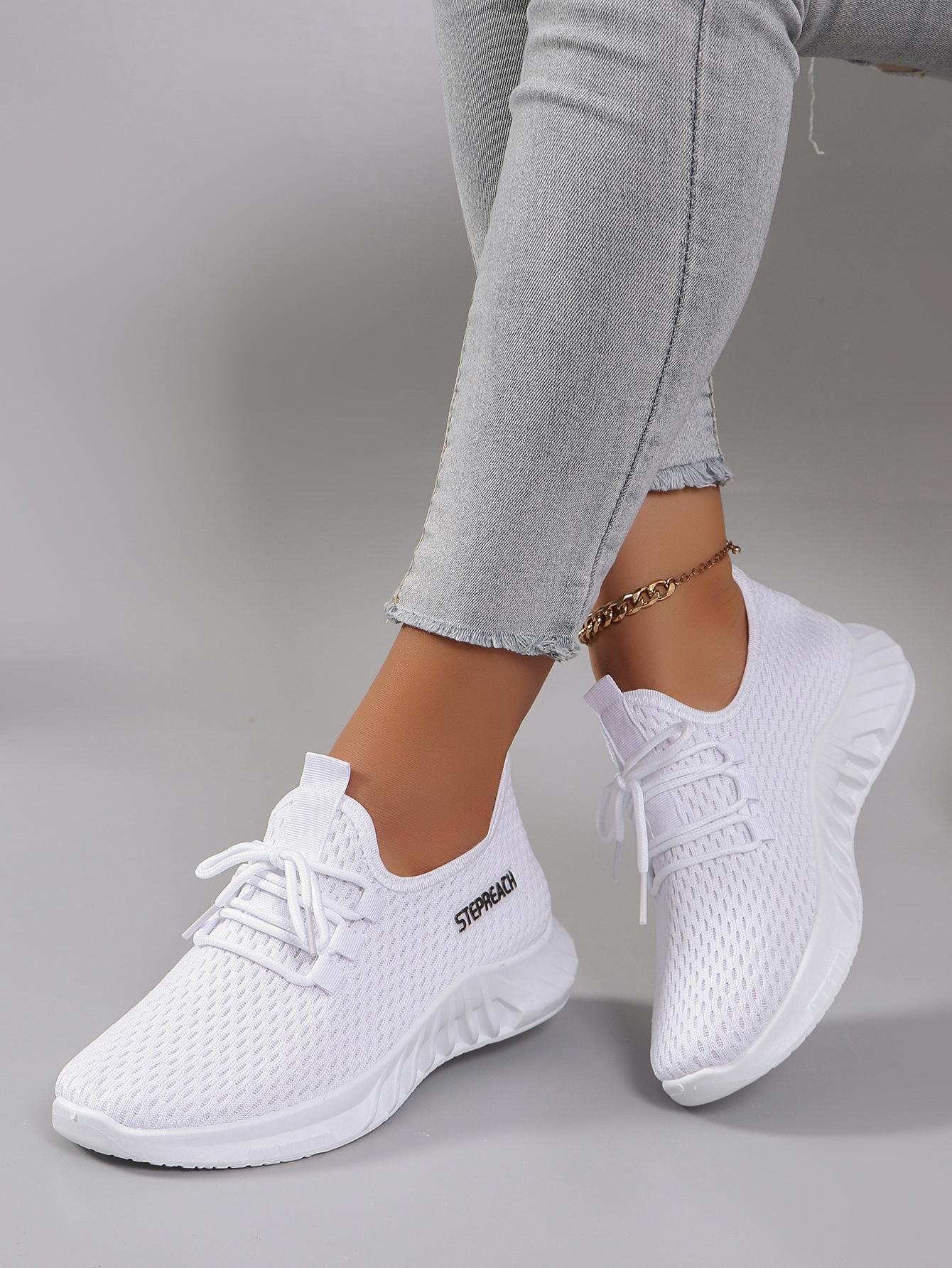 

Spring new women s white casual sports shoes with lace up, comfortable, breathable, lightweight, wear-resistant, soft soled spor 37 белый
