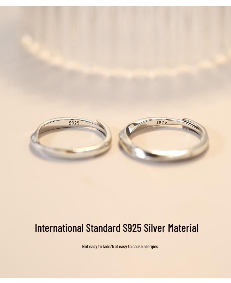 S925 Sterling Silver Möbius Ring: Women's Adjustable Luxury Plain Band Design