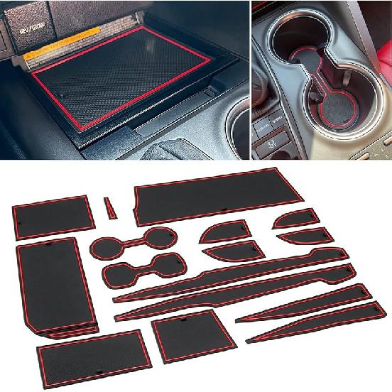 For Toyota Camry Accessories 2018      2024  Cup Holder Ert, Center Console Liner Organizer Door Pocket Mats (White Trim) - 16 Pcs Set
