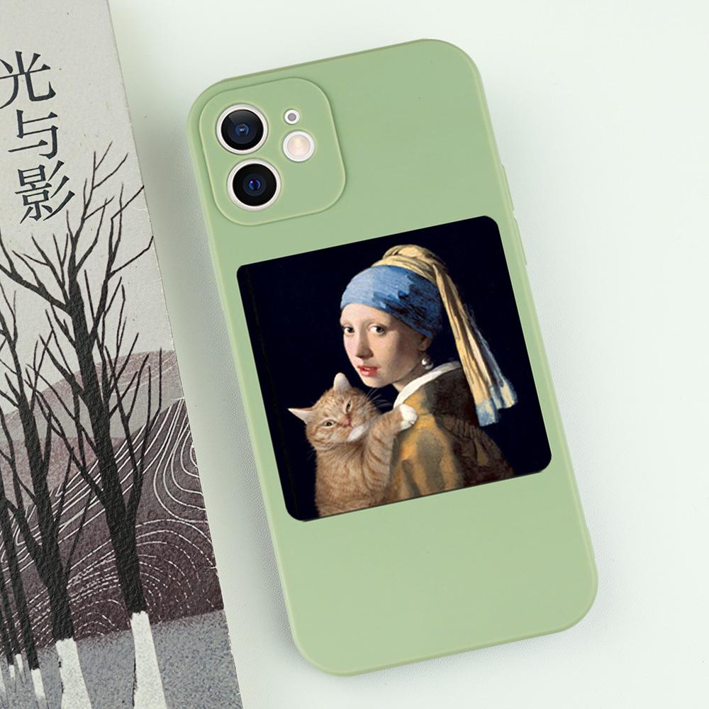 Famous Painting Cat Phone Case For iPhone 16 15 14 13 12 11 Pro Max Mini X XS SE 7 8 Plus 16E Shockproof Non-Slip Cover Fundas