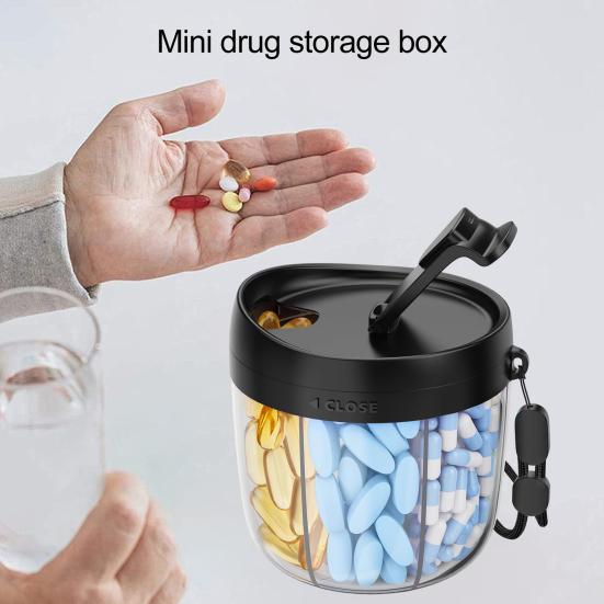 Pill Dispenser with 7 Compartments Anti-Mix Design Easy Access Pill Bottle Organizer Travel BPA-Free Pill Container