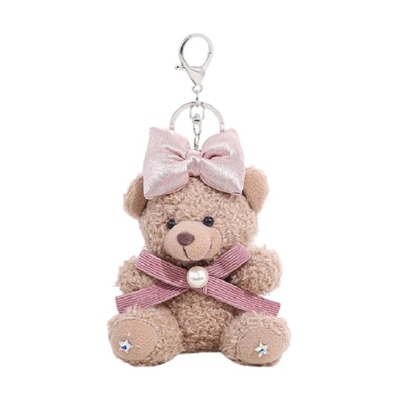Bowknot Bear Charm Keychains Sweet Cute Pendant Car Keyring Backpack Decoration Fashion Jewelry for Women Girls