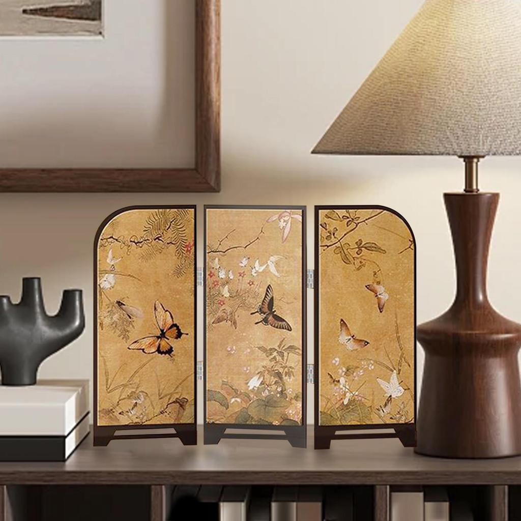 Decorative Screen 3 Panel Artistic Table Decor Partition Divider for Dining Room Fireplace Office