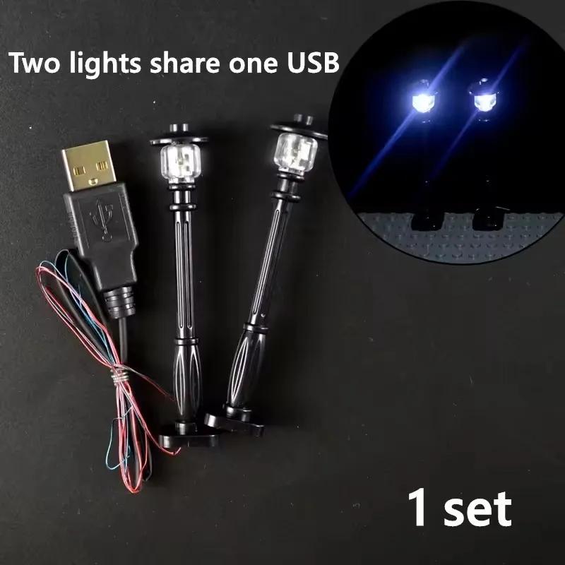 City Road Street traffic lights 7Ports LED LIGHT USB Street Lamp Base Plate Accessories Construction Bricks mini model Works With